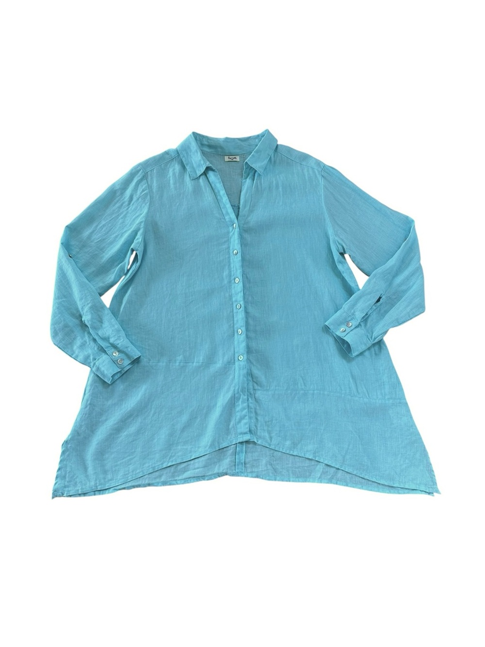 Symple NYC 100% Linen Light Blue Long Sleeve Button Up Shirt